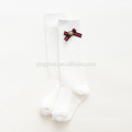 2019 Hot Sale Stripe plain socks combed cotton bow double cylinder knee high baby socks